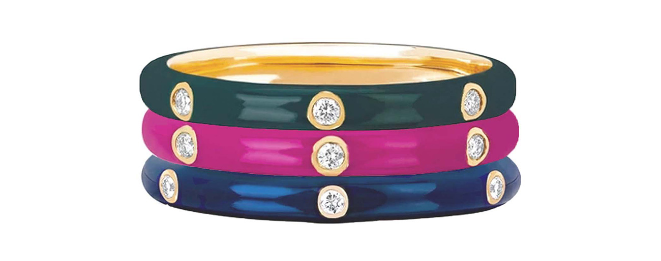 EF Collection jewel tone enamel stack rings