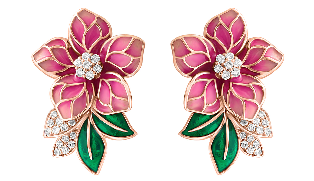 Effy rose gold enamel flower earrings