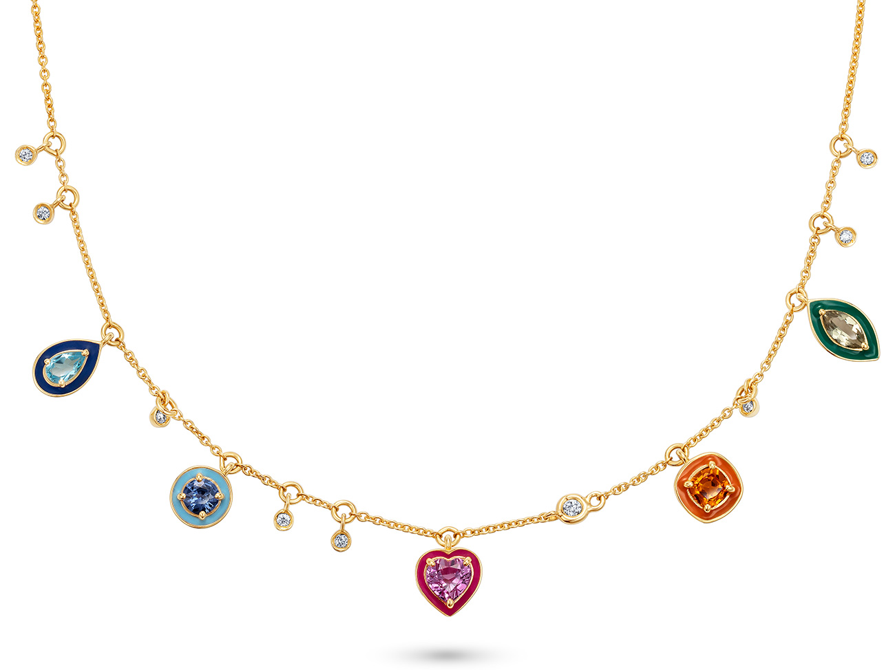 Nadine Aysoy multicolor enamel colored stone necklace