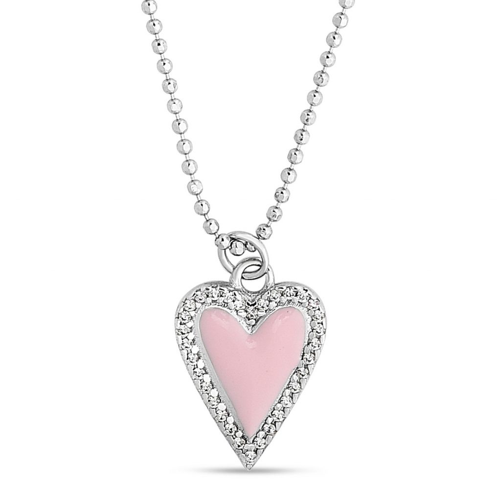 Royal Chain pink enamel heart CZ pendant