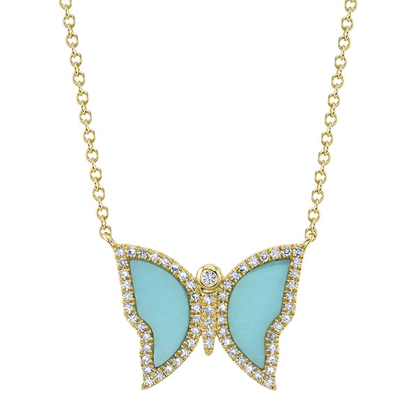 Shy Creation turquoise butterfly necklace
