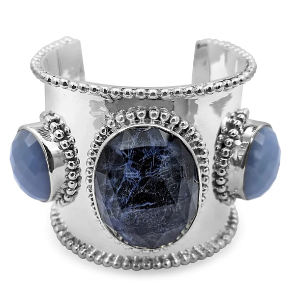 Stephen Dweck sodolite and chalcedony cuff