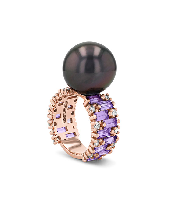 Suzanne Kalan pearl and purple gemstone ring