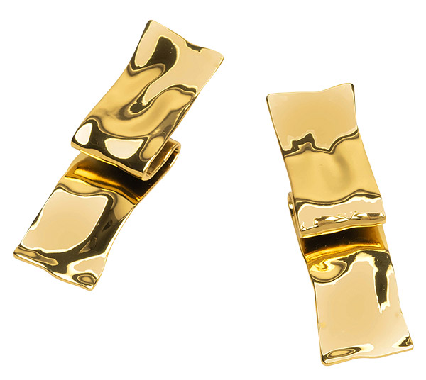 Alexis Bittar twisted gold folded ribbon earrings