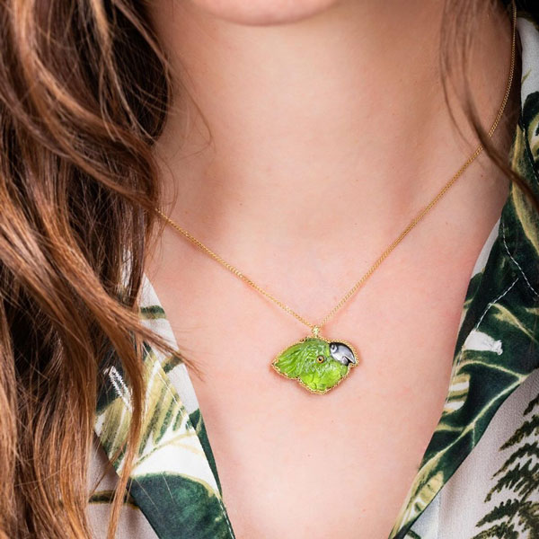 Amali peridot parrot pendant