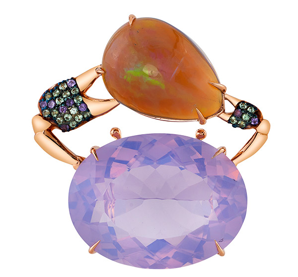 Daniela Villegas opal amethyst green sapphire Sedna ring
