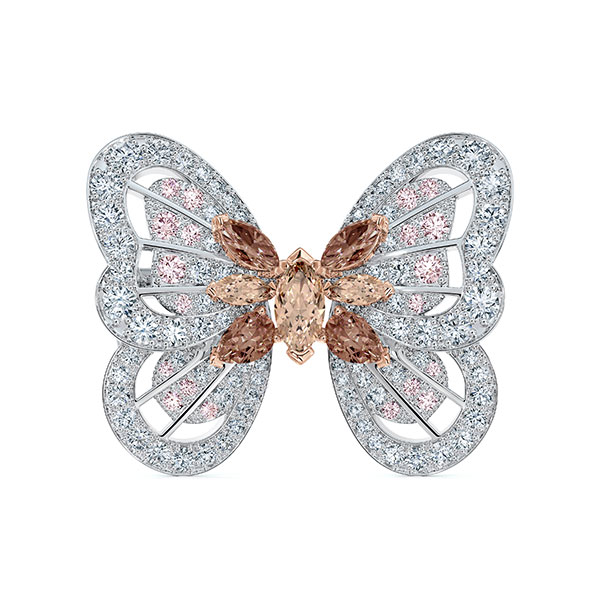 De Beers Portraits of Nature Butterfly High Jewelry pink brown brooch