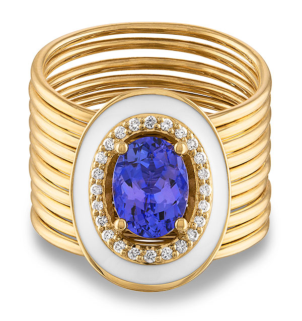Eden Presley tanzanite oval harem ring