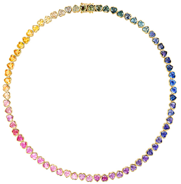 Emily P Wheeler multicolored sapphires I Heart Rainbows necklace