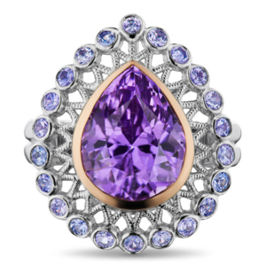 Gems of Note lilac cuprian tourmaline and lavender sapphire ring