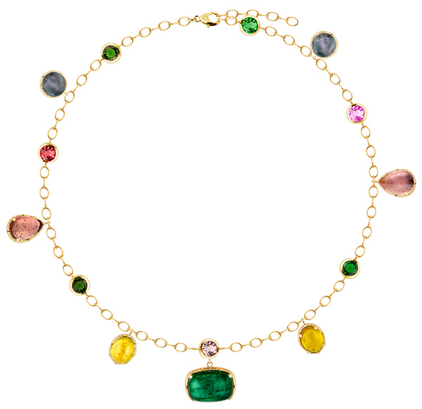 Larkspur and Hawk emilys garden multicolored tourmaline collet necklace