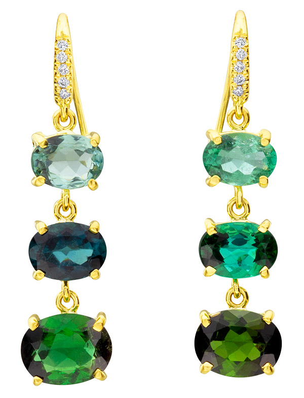 Lauren K green tourmaline triple joyce earrings
