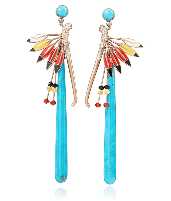 Lydia Courteille turquoise bar earrings