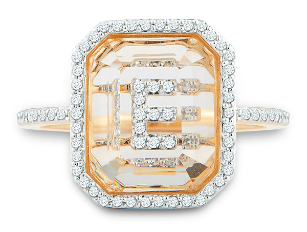 Mateo diamond crystal quartz Secret Diamond initial ring