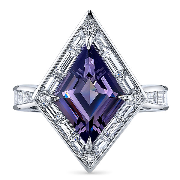 Nicole Mera kite shape gray purple spinel ring