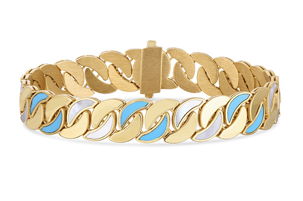 Royal Chain MOP turquoise Cuban link bracelet