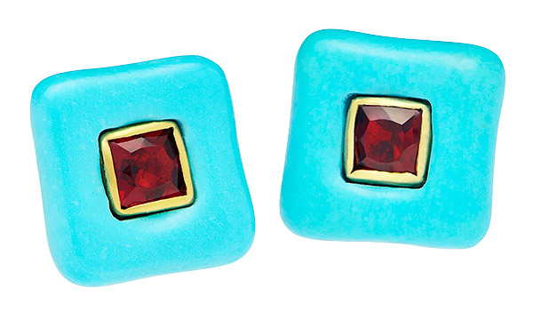 Rush Jewelry demi draper turquoise red tourmaline earrings