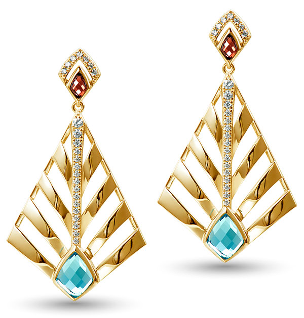 Best Earring Alamea Hawaii gold diamond aquamarine citrine earrings