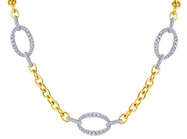 Best Necklace Gabriel gold chain diamond link station necklace