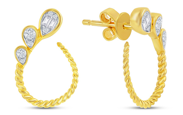 Best Price Point Asher swirl baguette gold earrings