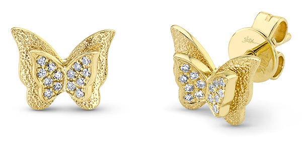 Best Price Point Shy Creation double butterfly stud gold earrings