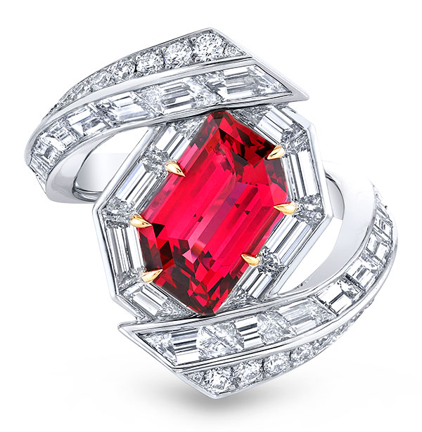 Best Ring Pompos red spinel diamond baguette ring