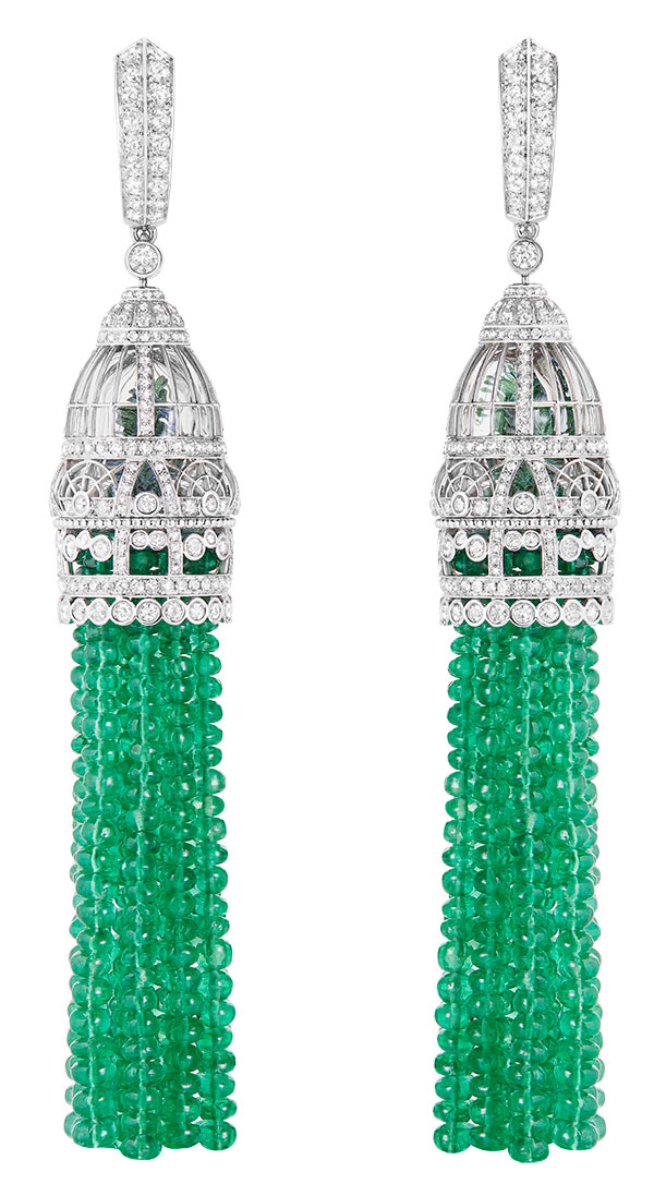 Boucheron verriere emerald bead pendant high jewelry earrings