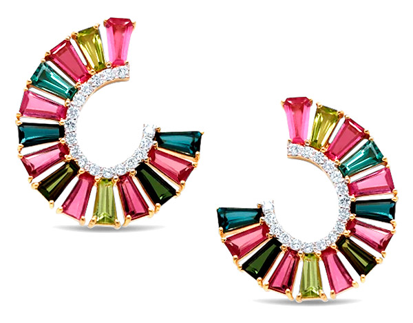 Colored Stones Tresor rainbow arch tourmaline earrings