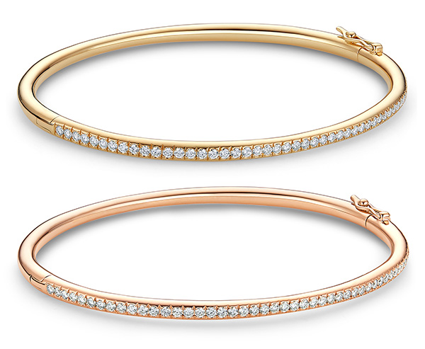 De Beers Micropave bangle in 18k rose and yellow gold