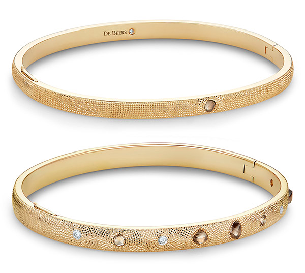De Beers Talisman Closed Bangle and Closed Bangle with Rough and Polished Diamonds