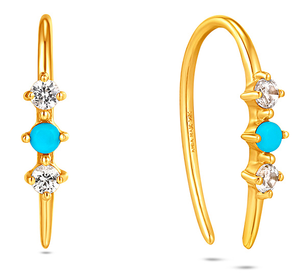 Fashion and Bridge Ania Haie gold turquoise sapphire earrings