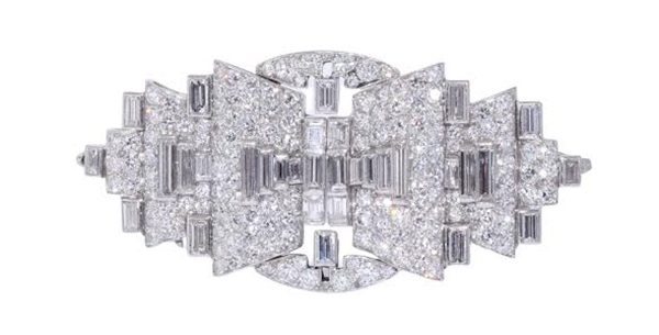 Fred Leighton art deco diamond double clips brooch
