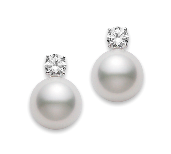 Mikimoto Prestige earrings with South Sea pearls and diamonds