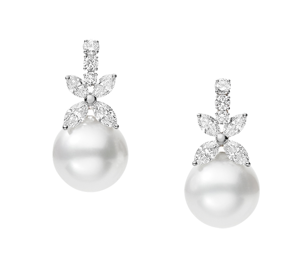 Mikimoto South Sea pearl earrings with diamonds