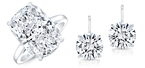 Rahaminov platinum diamond ring and earrings
