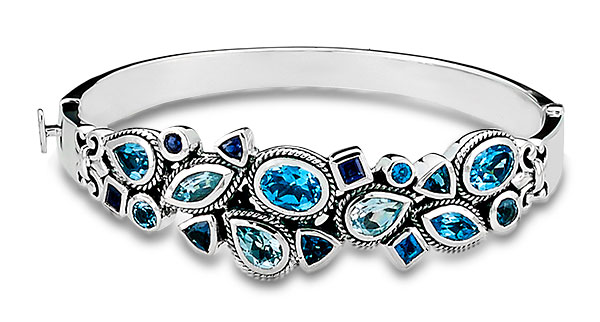 Silver Samuel B sterling and blue multi stone bangle