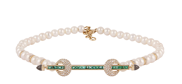 Ananya pearl and emerald bracelet