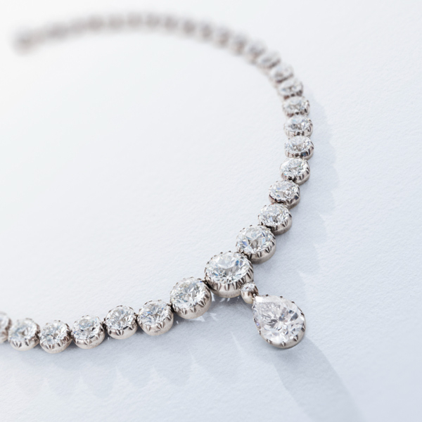 Art Deco Style Diamond Riviere Necklace 18Ct Gold 20Ct Of Diamond – Antique  Jewellery Online