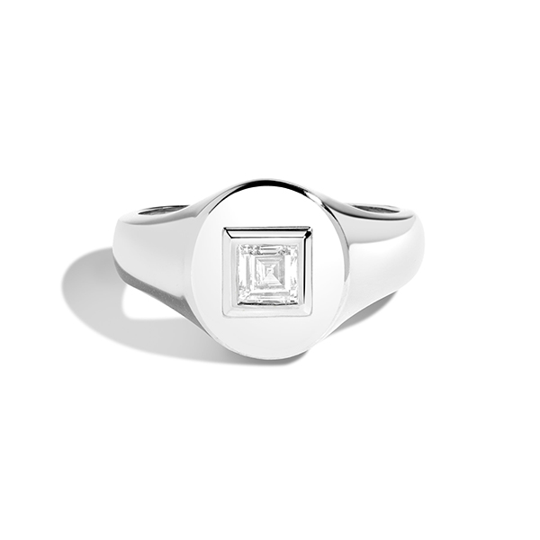 Joon carre cut signet ring platinum