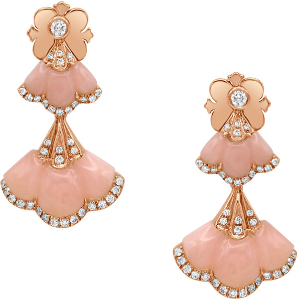 La Marquise pink opal earrings