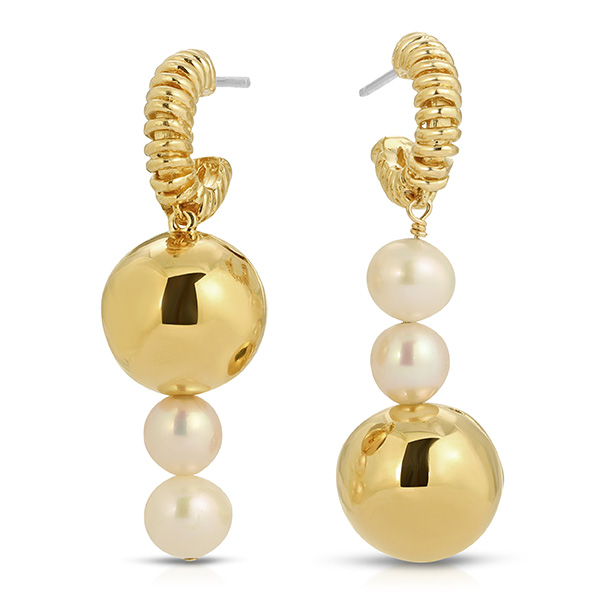 Monbouquette pearl gold earrings