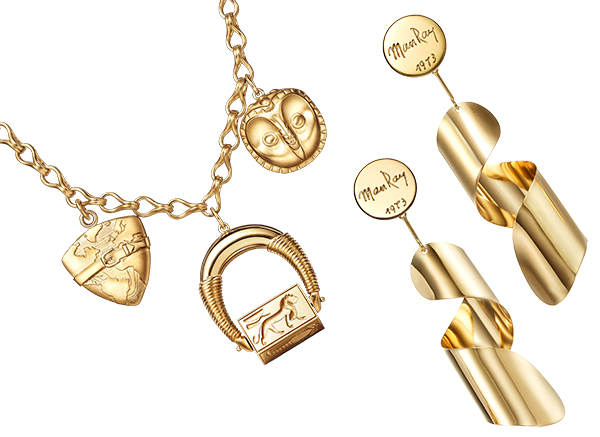 Futura jewelry charm necklace and Man Ray earrings