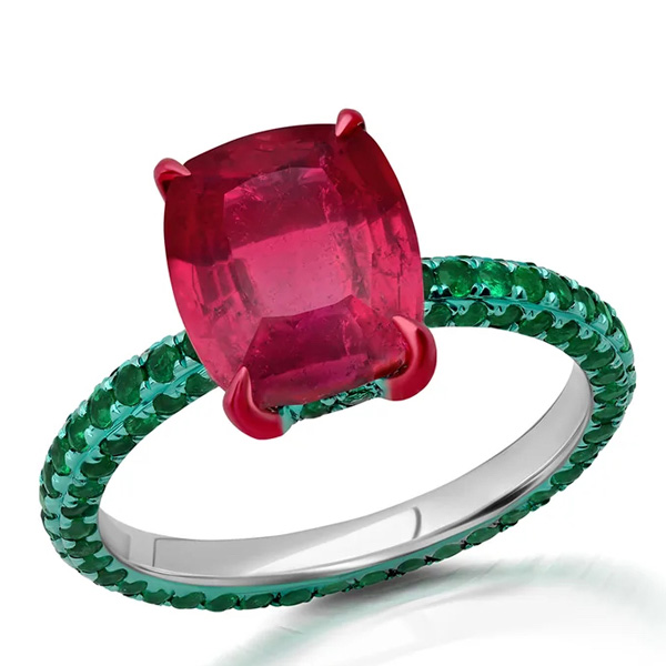 Graziela pink rhodium ring