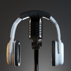 Podcast microphone and headphones