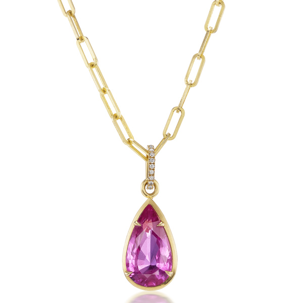 Serpentine Jewels pink pear sapphire