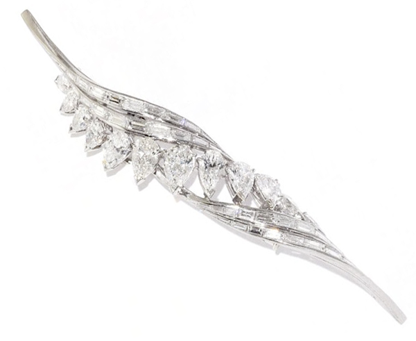 Fred Leighton 1950 Sterle diamond leaf brooch