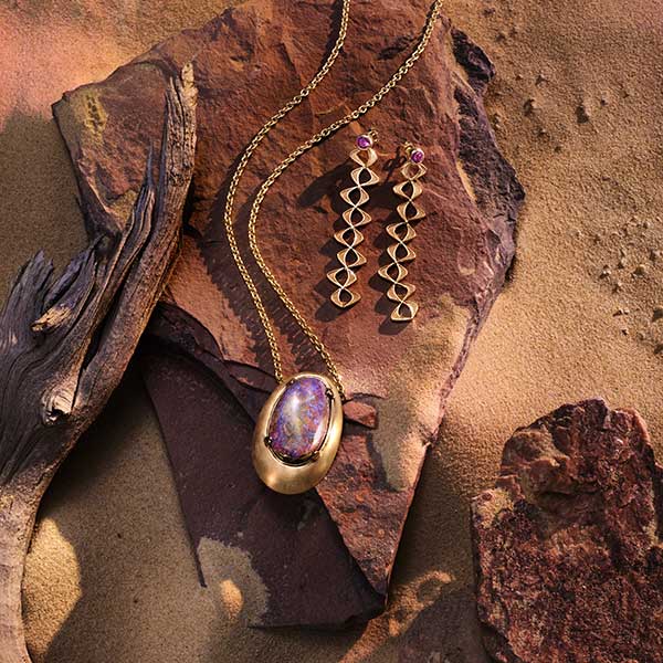 Jamie Turner Curve Boulder Opal Pendant