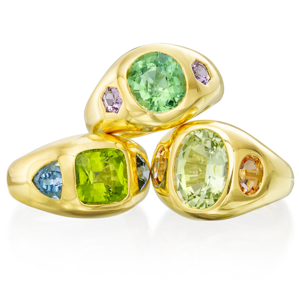 Lauren K gemstone ring trio