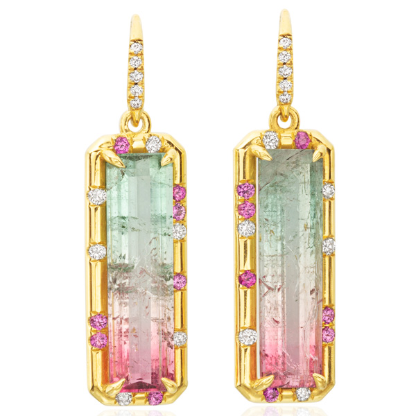 Lauren K watermelon tourmaline Sprinkle earrings