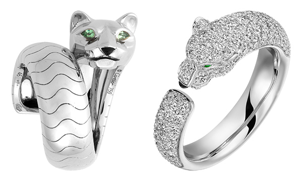 Panther head ring and Panthere de Cartier ring